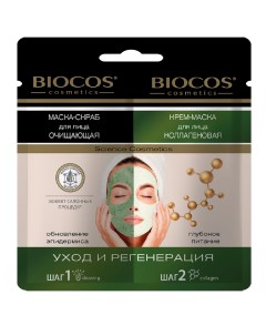 Маска для лица Уход и Регенерация двухкомпонентная саше Biocos