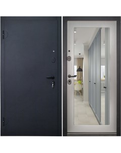 Дверь входная металлическая Акустика 870 мм левая цвет черный зеркало Без бренда