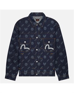 Мужская джинсовая куртка Seagull Embroidered Kamon Eagle All Over Print Denim Evisu