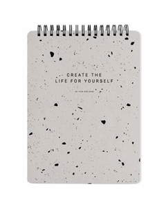 Блокнот Terrazzo, 80 листов, клетка, мягкий переплет, спираль,15,6 х 20,7 см, серый Be smart