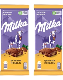 Шоколад Milka Молочный с цельным миндалем 85г упаковка 2 шт Mondelez