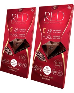 Шоколад Red Темный Экстра 60 какао 85г упаковка 2 шт Chocolette confectionary
