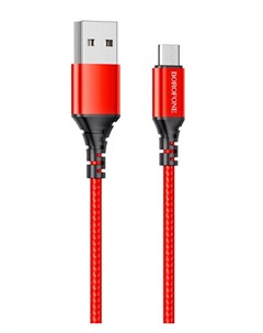 Кабель USB Micro USB 2 4A 1м красный Ultra bright BX54 6931474745828 Borofone