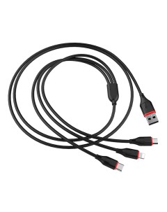 Кабель USB Micro USB USB Type C Lightning 8 pin 2 1A усиленный коннектор 1м черный BX17 Enjoy Borofone