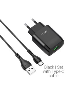 Сетевое зарядное устройство C72Q 18W 1USB Quick Charge 2 4A белый 6931474732545 кабель USB Type C Hoco
