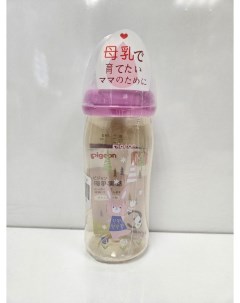 Бутылочка 240 мл PPSU соска М 3 мес в термоплёнке Япония сиреневый Pigeon