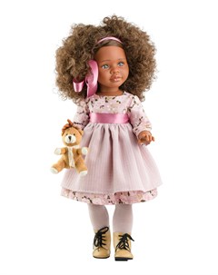 Кукла Шариф с медвежонком в розовом платье шарнирная 60 см Paola reina