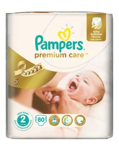 Подгузники для новорожденных Premium Care 2 3 6 кг 80 шт Pampers