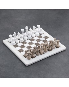 Шахматы Элит серый белый доска 30х30 см оникс Nobrand