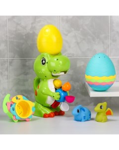 Набор игрушек для ванны Мельница Динозаврик со стаканчиками на присоске Nobrand