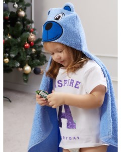 Полотенце пончо для новорожденного детское с капюшоном 100х100 см цвет голубой Atlasplus