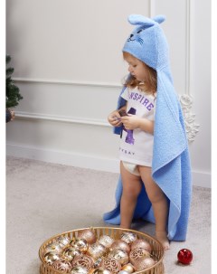 Полотенце пончо для новорожденного детское с капюшоном 100х100 см цвет голубой Atlasplus