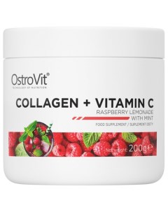 Коллаген с витамином C Collagen Vitamin C 200 грамм малина с мятой Ostrovit
