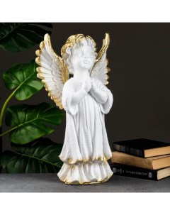 Фигура Ангел молящийся большой белое золото 53х30х20см Хорошие сувениры