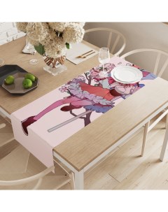 Дорожка водоотталкивающая на стол Романтичная девушка с рисунком 145x40 см Joyarty