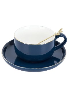 HOME Чайный набор 8пр с ложками Royal line Mindnight Blue 4 персоны v 350мл Nouvelle