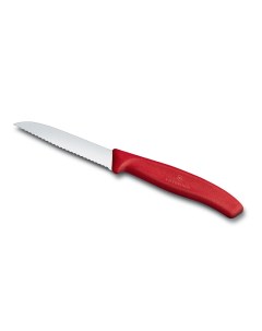 Нож для овощей SwissClassic лезвие 8 см с серрейторной заточкой красный Victorinox