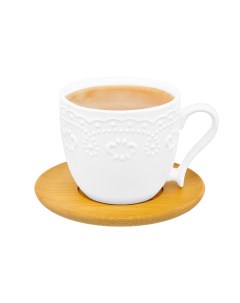 Чашка для капучино и кофе латте 220 мл 11х8 3х7 5 см Белый узор Elan gallery