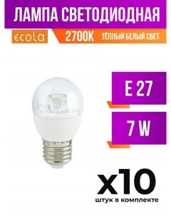 Лампа светодиодная E27 7W G45 2700K прозрачная арт 523492 10 шт Ecola