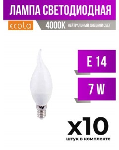 Лампа светодиодная E14 7W 4000K 496765 10 шт Ecola