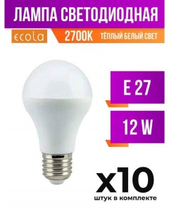 Лампа светодиодная E27 12W A60 2700K арт 491559 10 шт Ecola