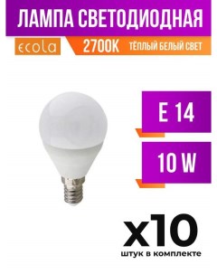 Лампа светодиодная E14 10W G45 2700K арт 681643 10 шт Ecola