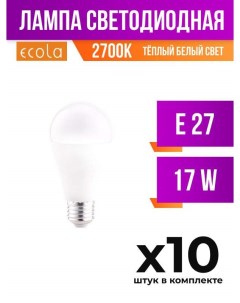Лампа светодиодная E27 17W A60 2700K арт 688325 10 шт Ecola
