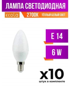 Лампа светодиодная E14 6W 2700K арт 462864 10 шт Ecola