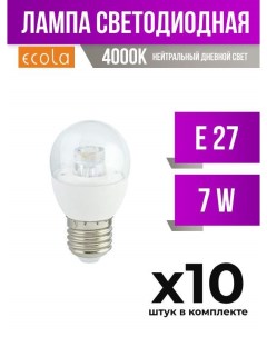 Лампа светодиодная E27 7W G45 4000K прозрачная арт 523493 10 шт Ecola