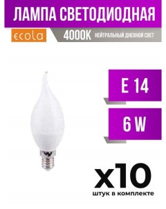 Лампа светодиодная E14 6W 4000K арт 475116 10 шт Ecola