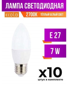 Лампа светодиодная E27 7W 2700K арт 496869 10 шт Ecola