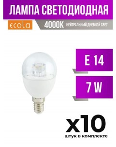 Лампа светодиодная E14 7W G45 4000K прозрачная арт 523491 10 шт Ecola