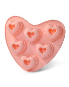Форма для выпечки 6 кексов сердечки в ассортименте Fissman