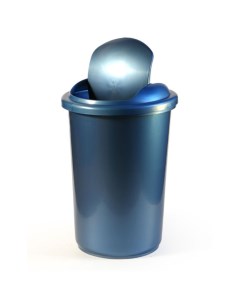 Корзина для бумаг и мусора Uni 12 литров подвижная крышка пластик синяя Calligrata