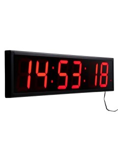 Часы настенные электронные таймер секундомер 97 х 8 х 23 см USB красные цифры Соломон