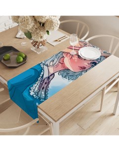 Дорожка водоотталкивающая на стол Мечтательная девушка с рисунком 145x40 см Joyarty