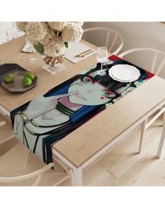 Дорожка водоотталкивающая на стол Девушка с цветами с рисунком 145x40 см Joyarty