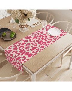 Дорожка водоотталкивающая на стол Розовый леопард с рисунком 145x40 см Joyarty