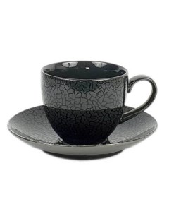 Чашка с блюдцем Zina Graphite фарфоровые 16 см Porcelana bogucice