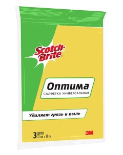 Салфетка scotch brite универсальная оптима 32 см х 38 см 3 штуки в упаковке 3m