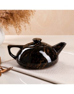 Чайник для заварки Плоский пенка черный керамика 0 8 л Керамика ручной работы