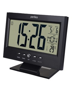 Часы Часы будильник Set чёрный PF S2618 время температура дата Perfeo