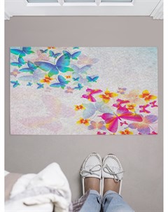 Придверный коврик Цветные бабочки для обуви 75x45 см Joyarty