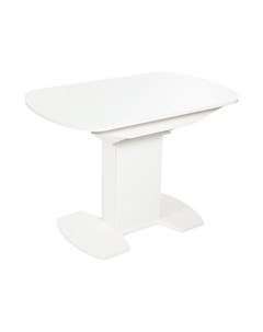 Кухонный стол Корсика 110 141 5х70 Стекло Белое ЛДСП Белая Аврора мебель