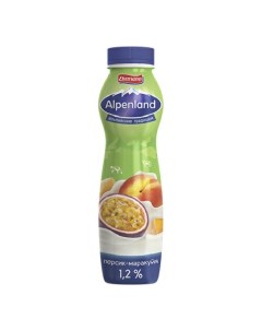 Питьевой йогурт персик маракуйя 1 2 БЗМЖ 290 г Alpenland