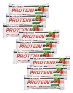 Протеиновый батончик Protein bar с Коллагеном Клубника в белом шоколаде 9х50г Ironman