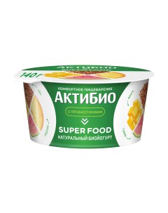 Биойогурт Super food персик манго гуава лен 2 2 БЗМЖ 140 г Актибио