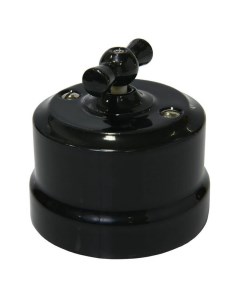 Выключатель поворотный 1 одноклавишный в ретро стиле керамический цвет Черный Lindas