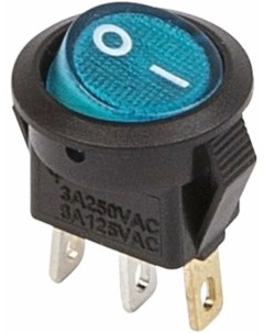 Выключатель клавишный круглый 250V 3А 3с ON OFF синий с подсветкой Micro Rexant