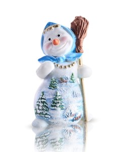 Свеча Новогодняя Снеговик с метлой голубой 8 6 5 14 см Home dekor